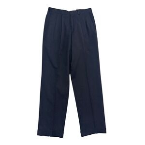 vtg 90s Slates 30x30 Midnight Navy Blue Dress Pants Trousers Wool Blend Pleated